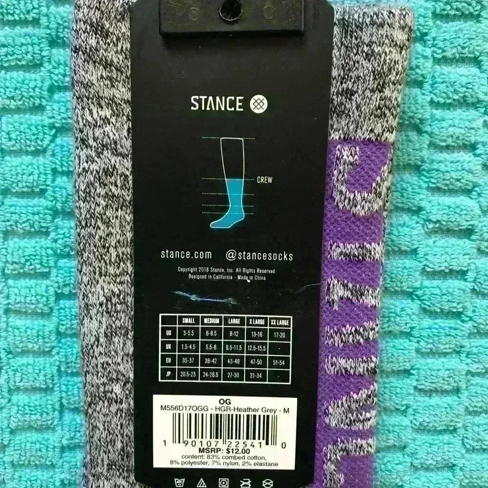 Stance men’s crew socks medium heather grey